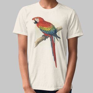 Scarlet Macaw Vintage Parrot Print Short Sleeve Graphic Tee T-shirt S M L XL